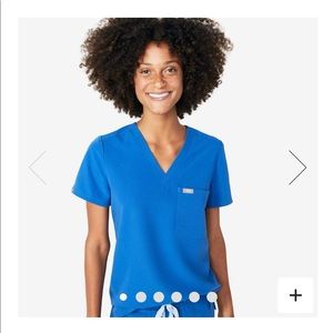 Figs royal blue scrub top